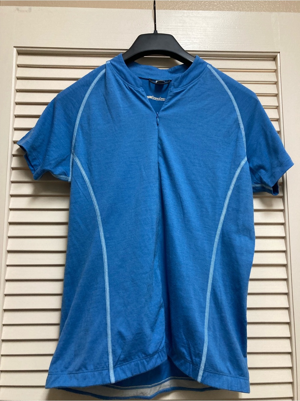Smartwool Womens L Merino Wool Cycling Jersey Blue Full Zip
